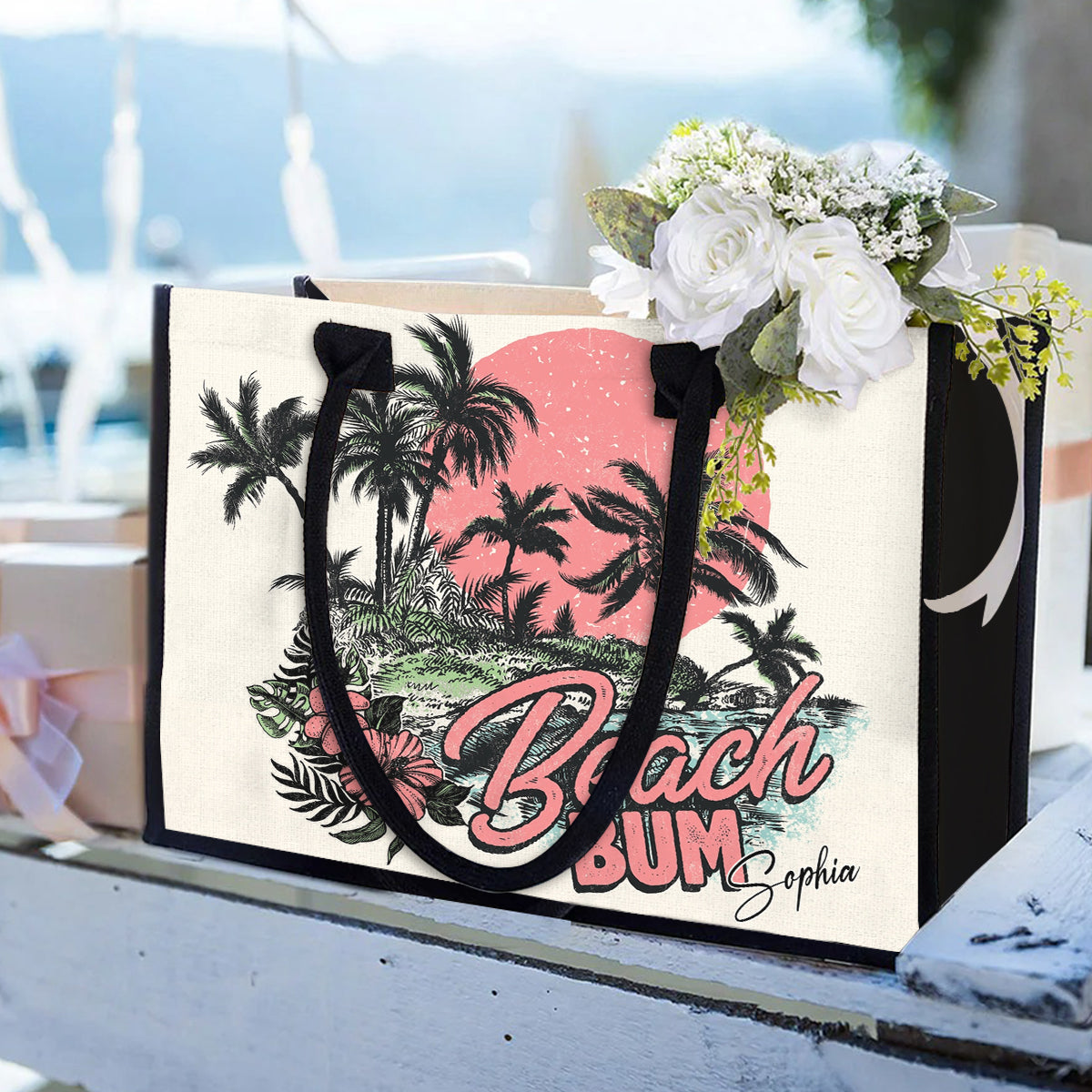 Beach Bum - Personalized Sea Lover Canvas Tote Bag