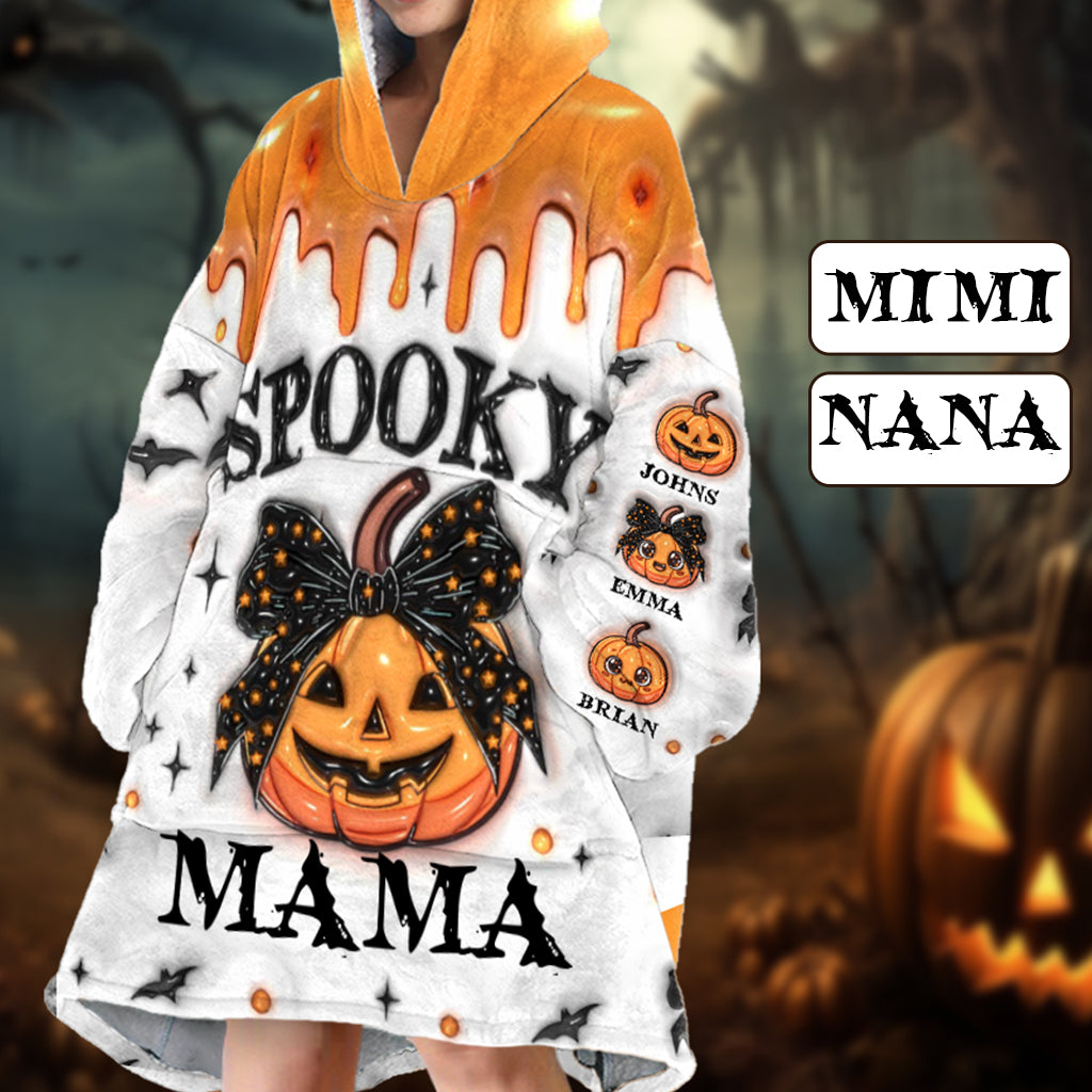 Spooky Mama Nana Aunt - Personalized Mother Blanket Hoodie