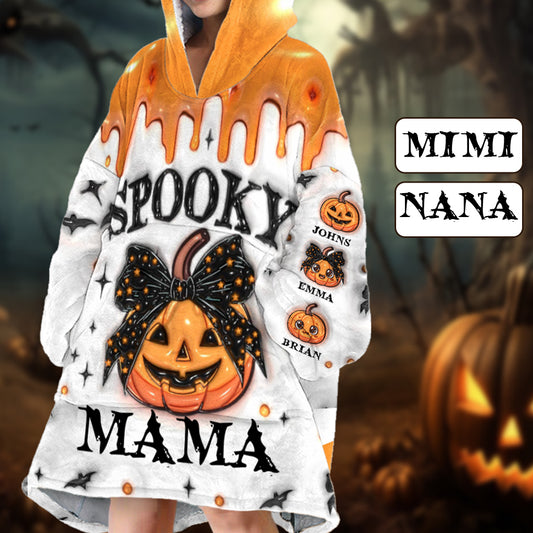 Spooky Mama Nana Aunt - Personalized Mother Blanket Hoodie