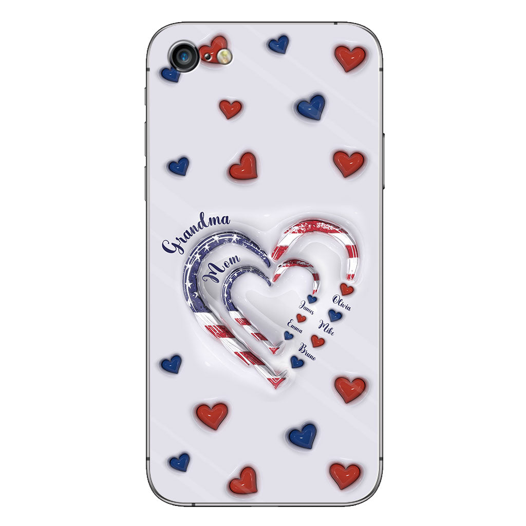 Coque de téléphone personnalisée « Cœurs de grand-mère » pour le 4 juillet