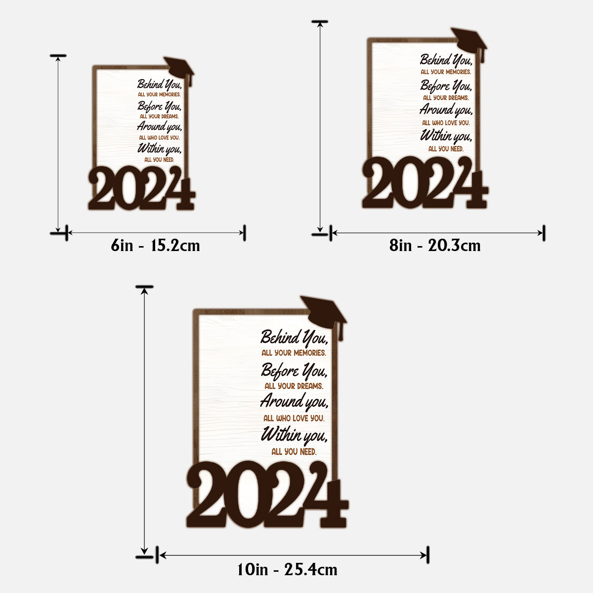 Derrière toi, tous tes souvenirs, devant toi, tous tes rêves - Plaque de bois personnalisée à deux couches pour la remise des diplômes
