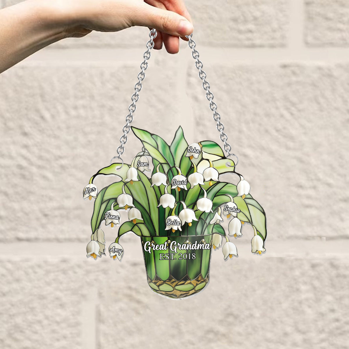 Muguet - Ornement attrape-soleil personnalisé à suspendre à la fenêtre pour grand-mère - Mamie, Maman, Arrière-grand-mère 