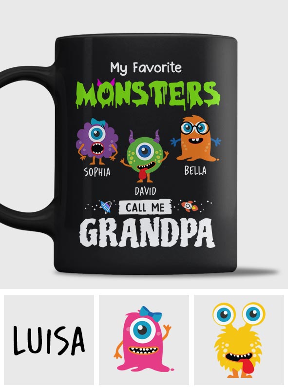 Mes monstres préférés m'appellent Papi Papa - Mug personnalisé pour Papi