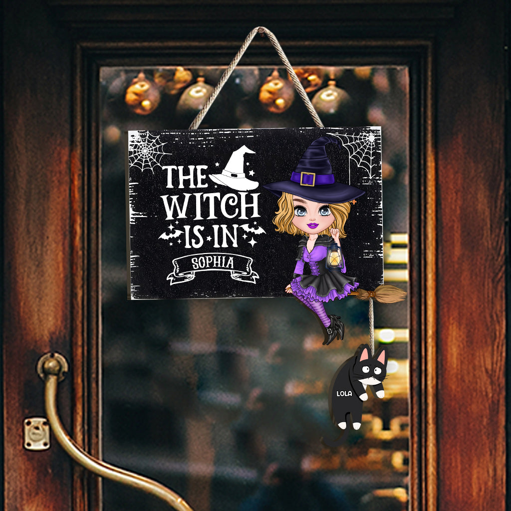 La sorcière est là - Panneau personnalisé en bois de palette avec une sorcière