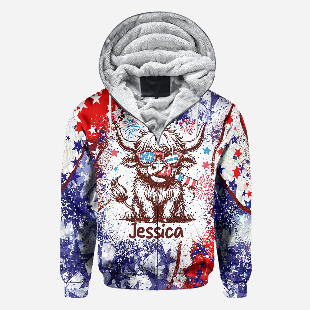 4th Of July Highland Cow - Personalized All Over Shirt