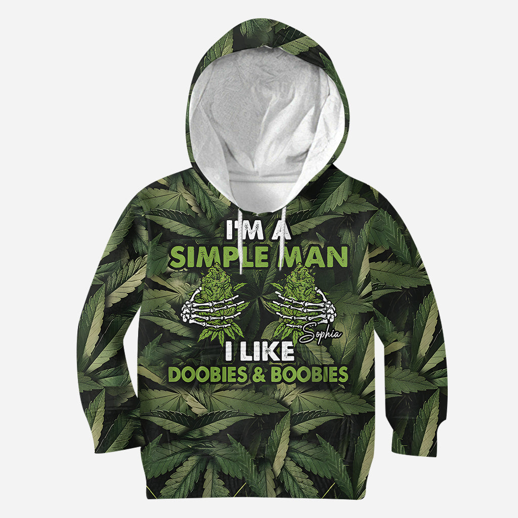 Je suis un homme simple, j'aime les joints et les seins - T-shirt personnalisé « Weed All Over »