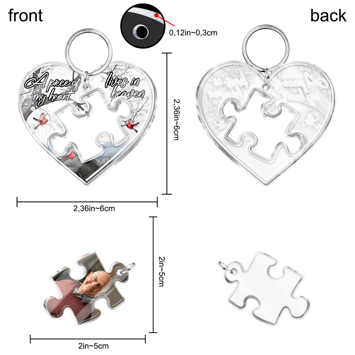 A Piece Of My Heart Lives In Heaven - Personalized Memorial Keychain with Charms