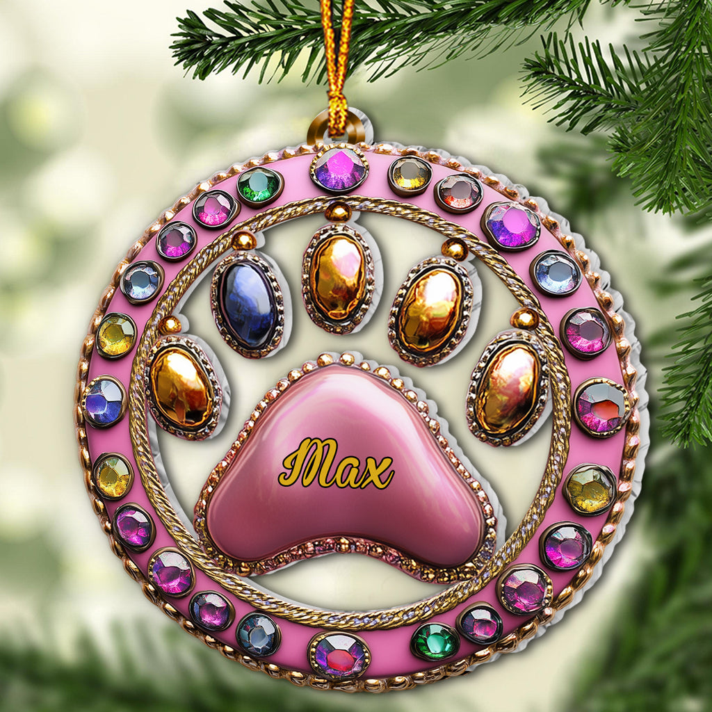 Adorable empreinte de patte - Ornement personnalisé pour chien en forme de chien