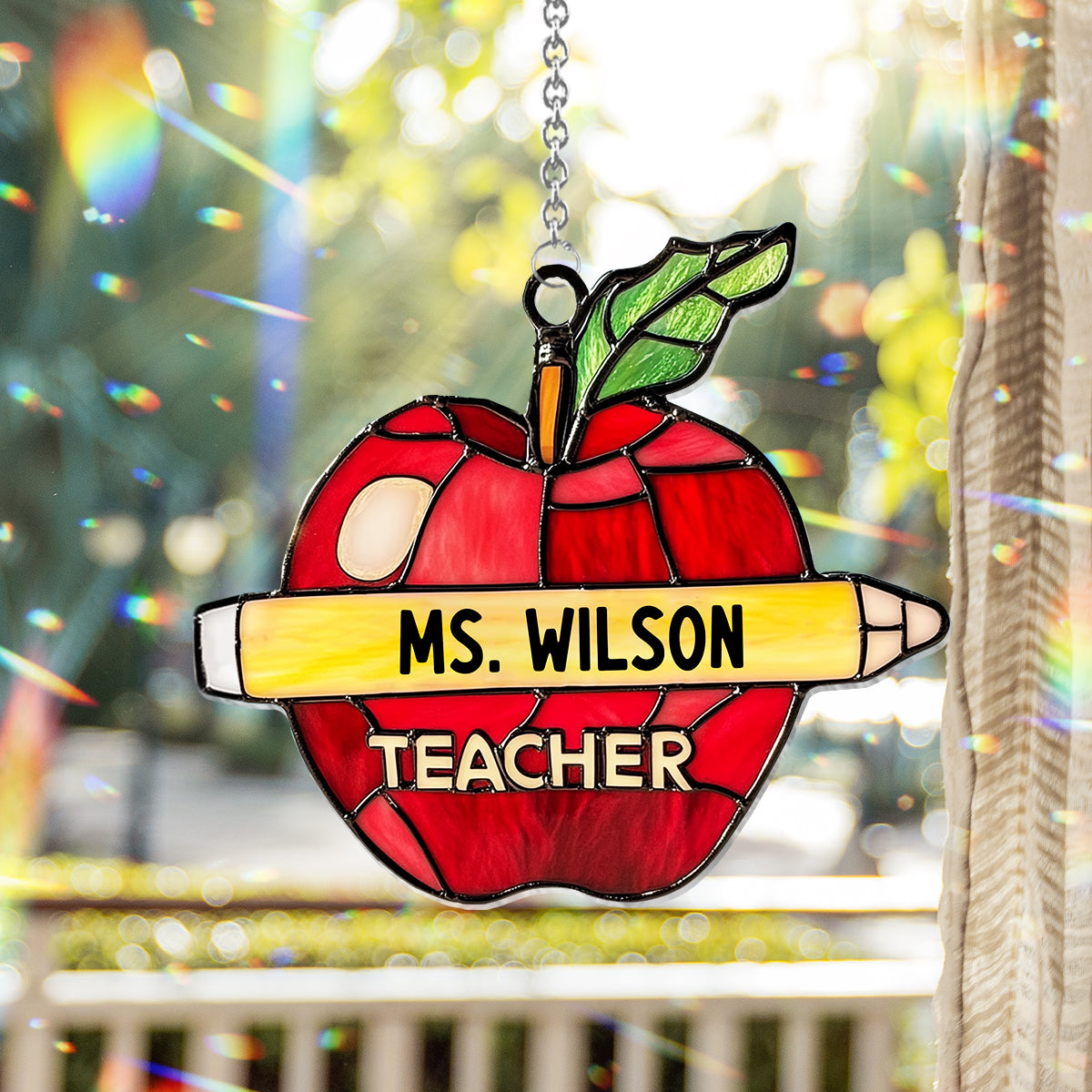 Love Being A Teacher - Personalized Teacher Window Hanging Suncatcher Ornament