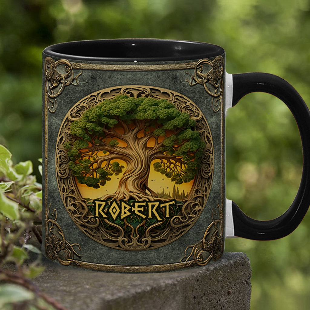 Mug personnalisé style rustique inspiré de la mythologie scandinave et de l'Arbre de Vie - Mug à accent irlandais