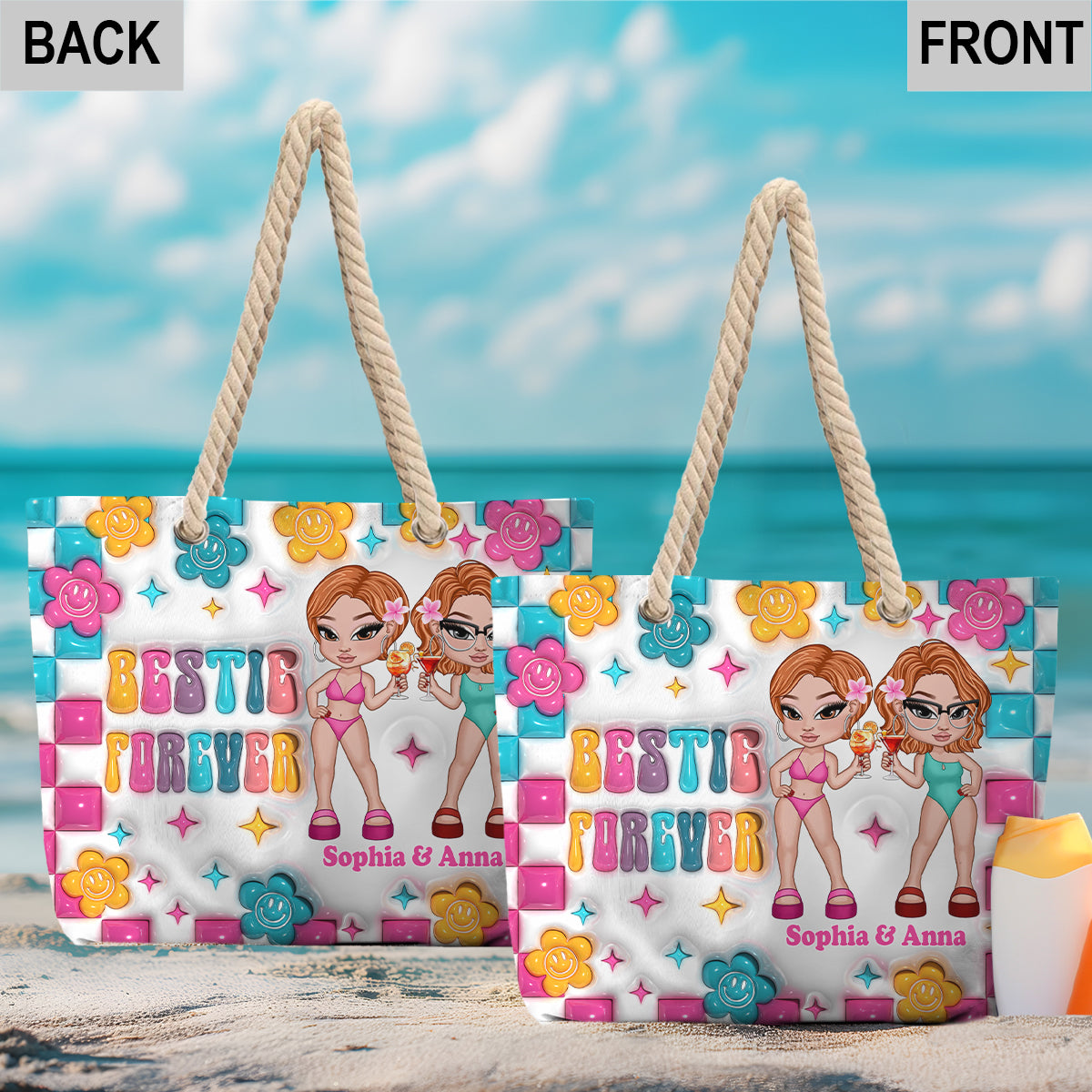 Meilleure amie pour toujours - Sac de plage personnalisé pour meilleure amie