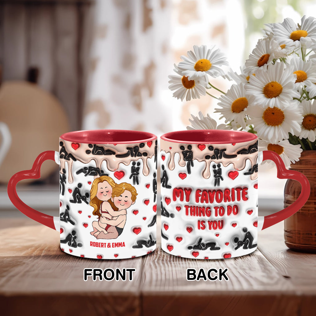 Ma chose préférée à faire, c'est toi - Mug personnalisé pour couple avec anse en forme de cœur