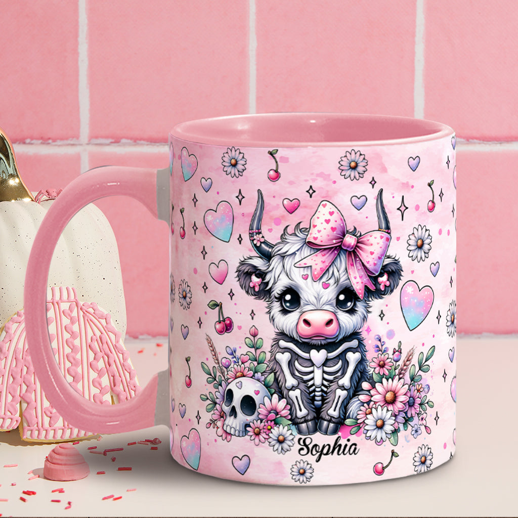 Mug personnalisé « Vache des Highlands d'Halloween mignonne et effrayante »
