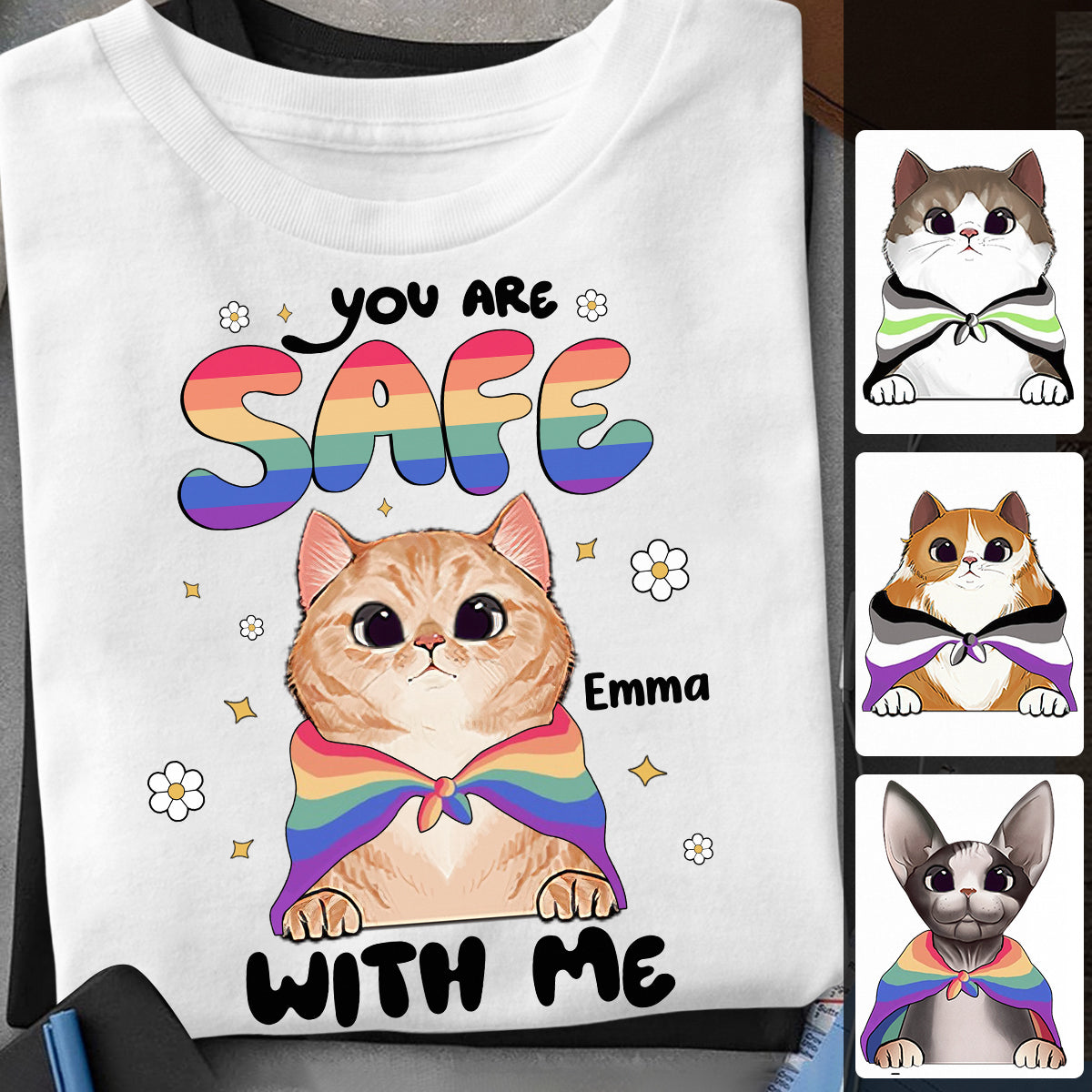 Tu es en sécurité - T-shirt et sweat à capuche personnalisés de soutien LGBT