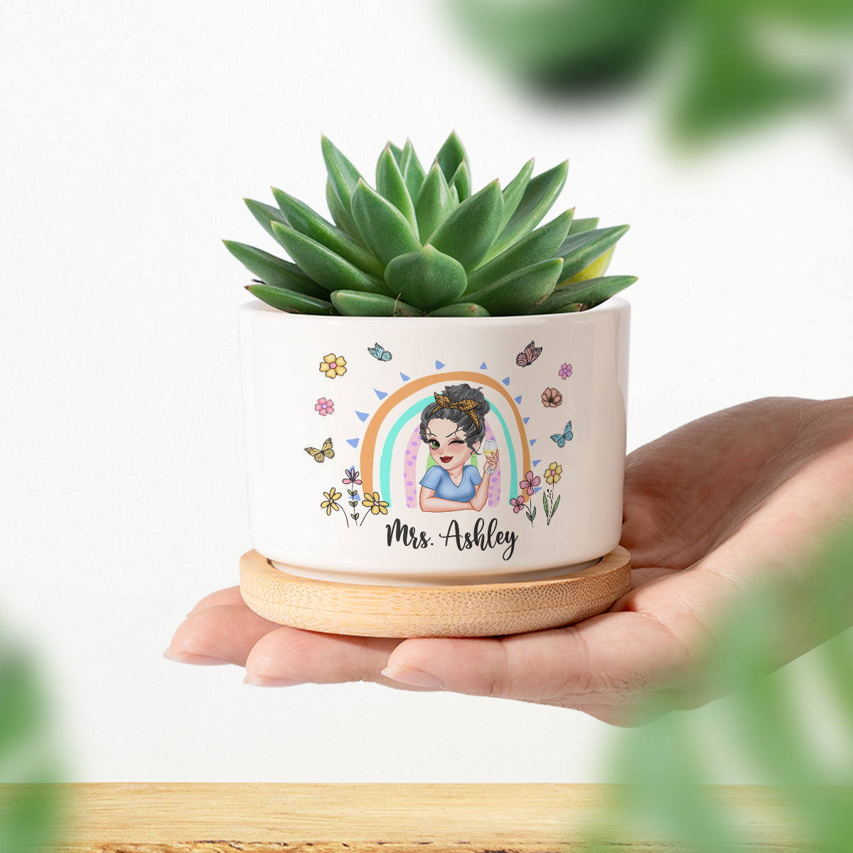 Merci de m'avoir aidé à grandir - Pot de fleurs en céramique personnalisé pour enseignant