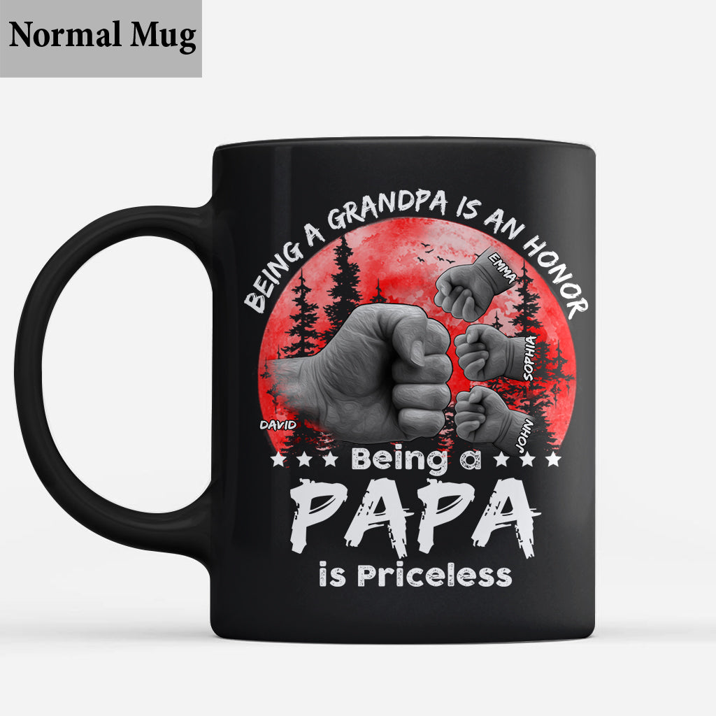 Father Son Red Moon Fist Bump - Personalized Father Mug