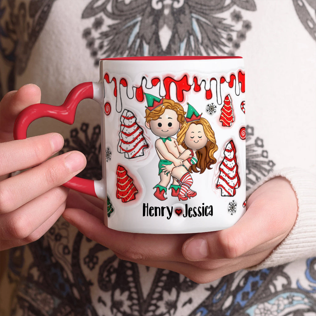 À l'homme qui me nourrit, me dit que je suis jolie et qui a une grosse bite - Mug personnalisé pour couple avec anse en forme de cœur