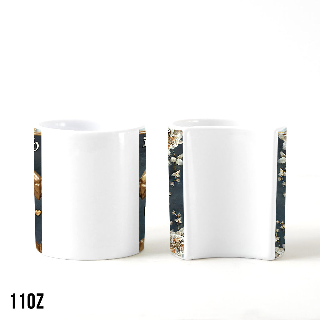 Jusqu'à ce que la mort nous sépare - Mug personnalisé avec anse en forme de cœur et tête de mort assortie