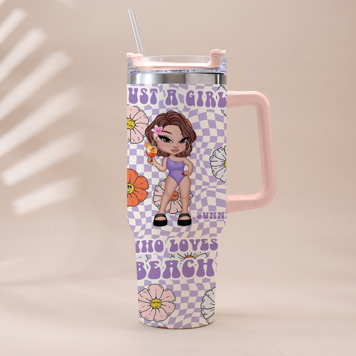 Gobelet isotherme personnalisé Feral Girl Summer - Amoureux de la mer avec anse