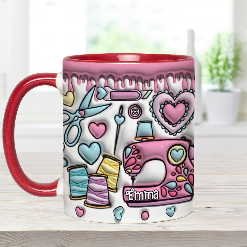Sewing Lovers Pink - Personalized Sewing Accent Mug