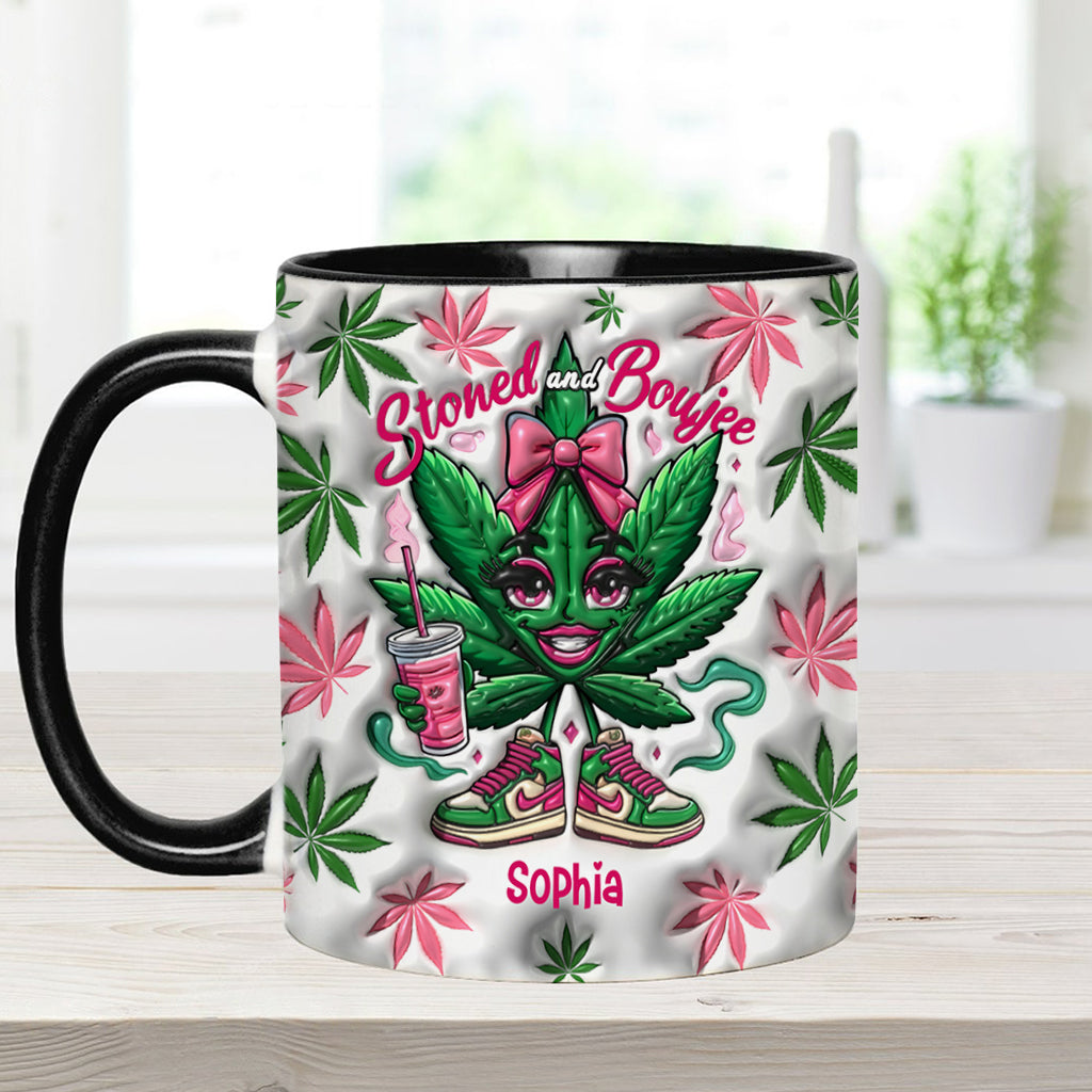 Mug personnalisé « Stoned And Boujee » avec motif cannabis