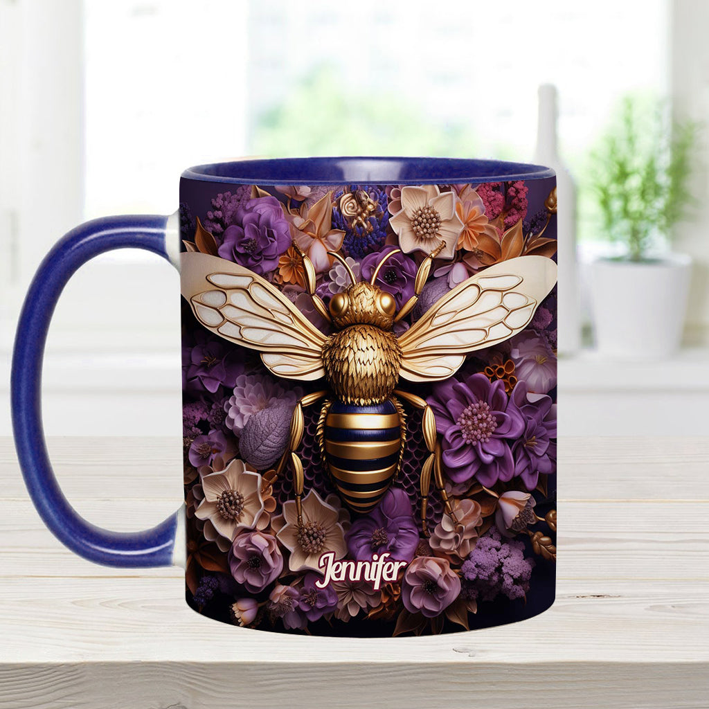 Bee Happy Golden Bee - Personalized Bee Accent Mug