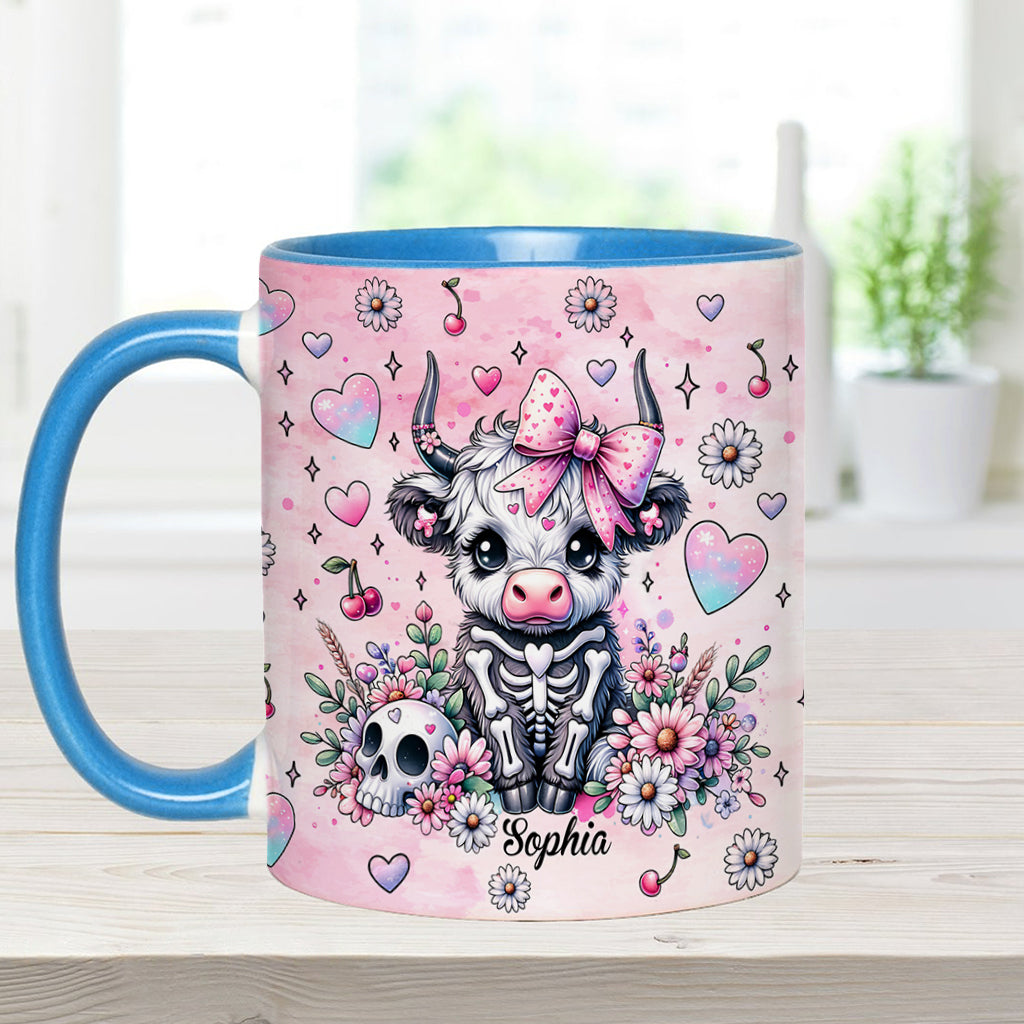 Mug personnalisé « Vache des Highlands d'Halloween mignonne et effrayante »