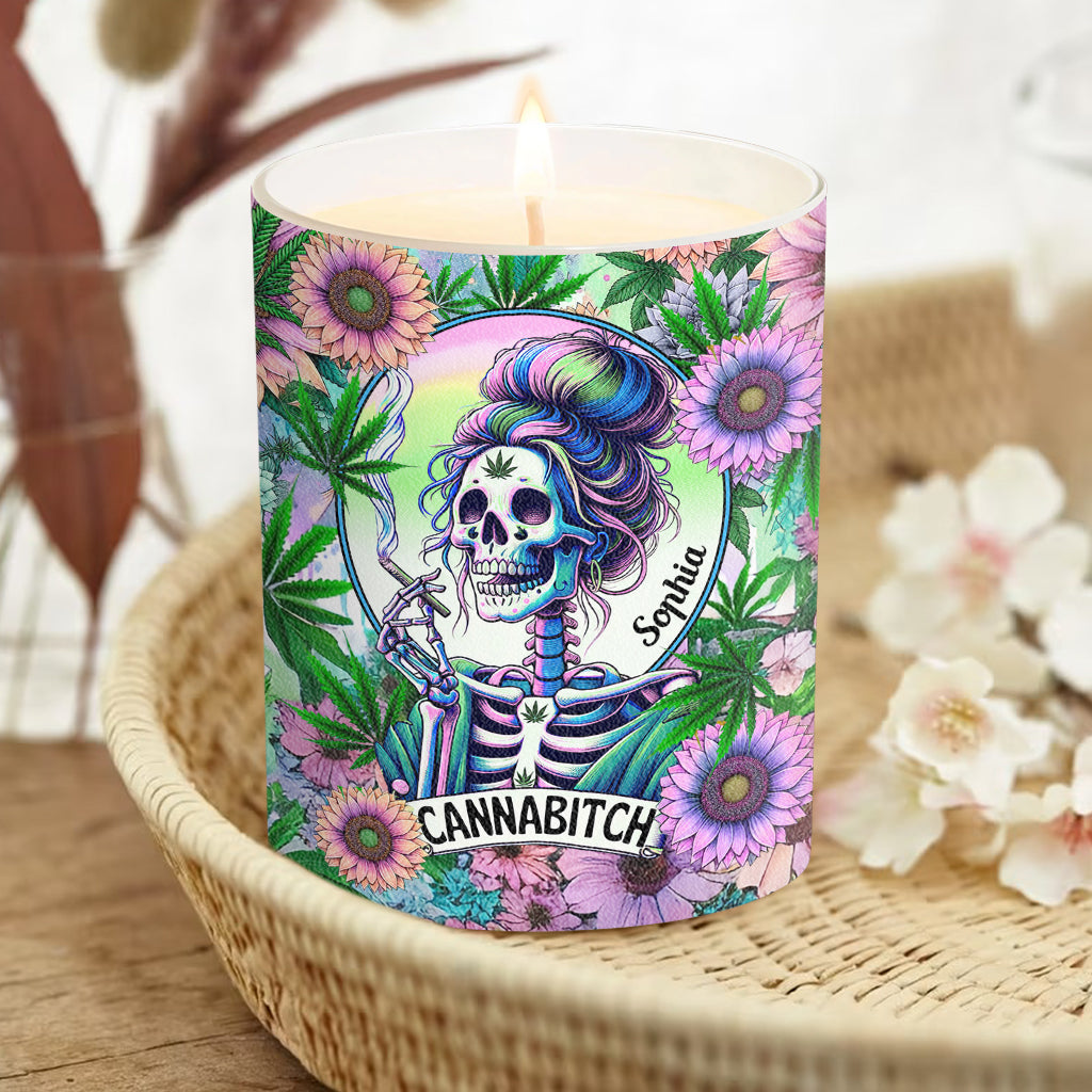 Cannabitch - Personalized Weed Candle With Wooden Lid