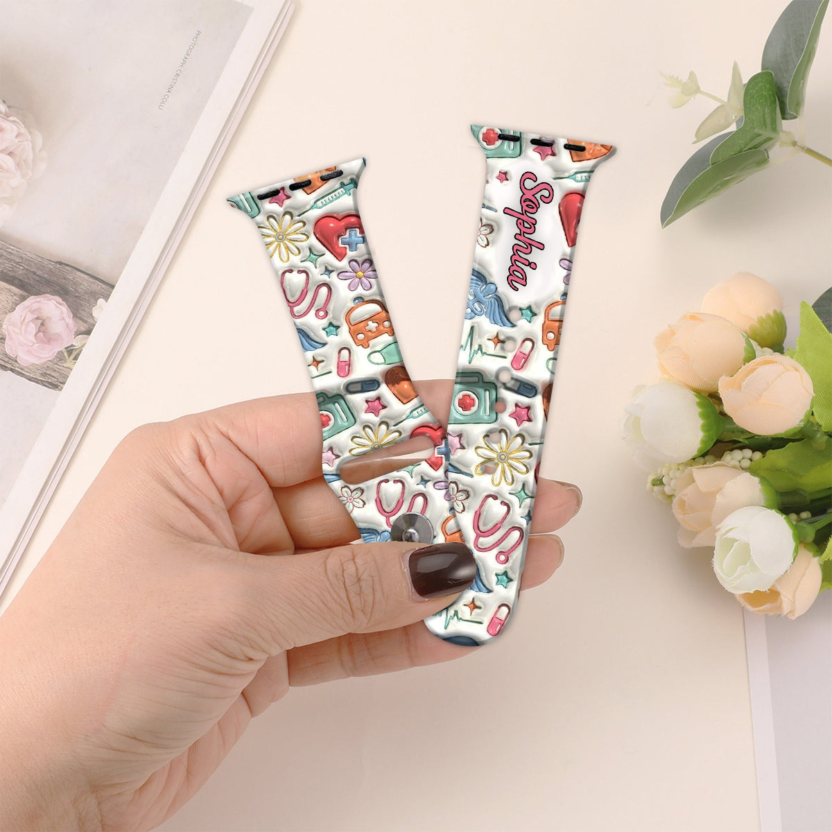 Vie d'infirmière - Bracelet Apple Watch personnalisé pour infirmières