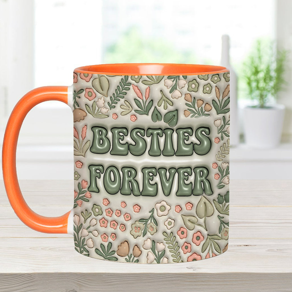 Besties Forever Floral - Personalized Bestie Accent Mug