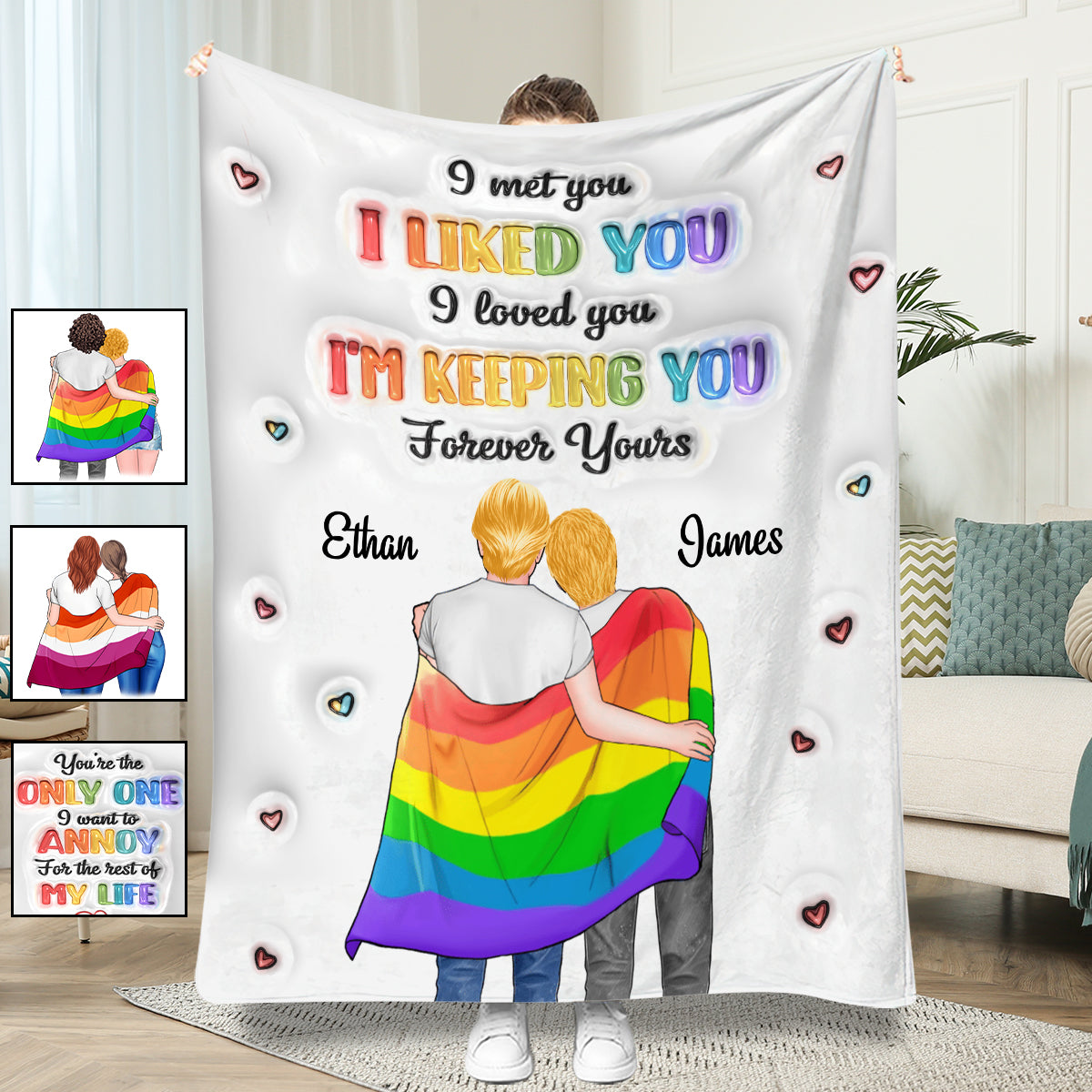 Je t'ai rencontré(e), je t'ai apprécié(e), je t'ai aimé(e), je te garde - Couverture de soutien LGBT personnalisée