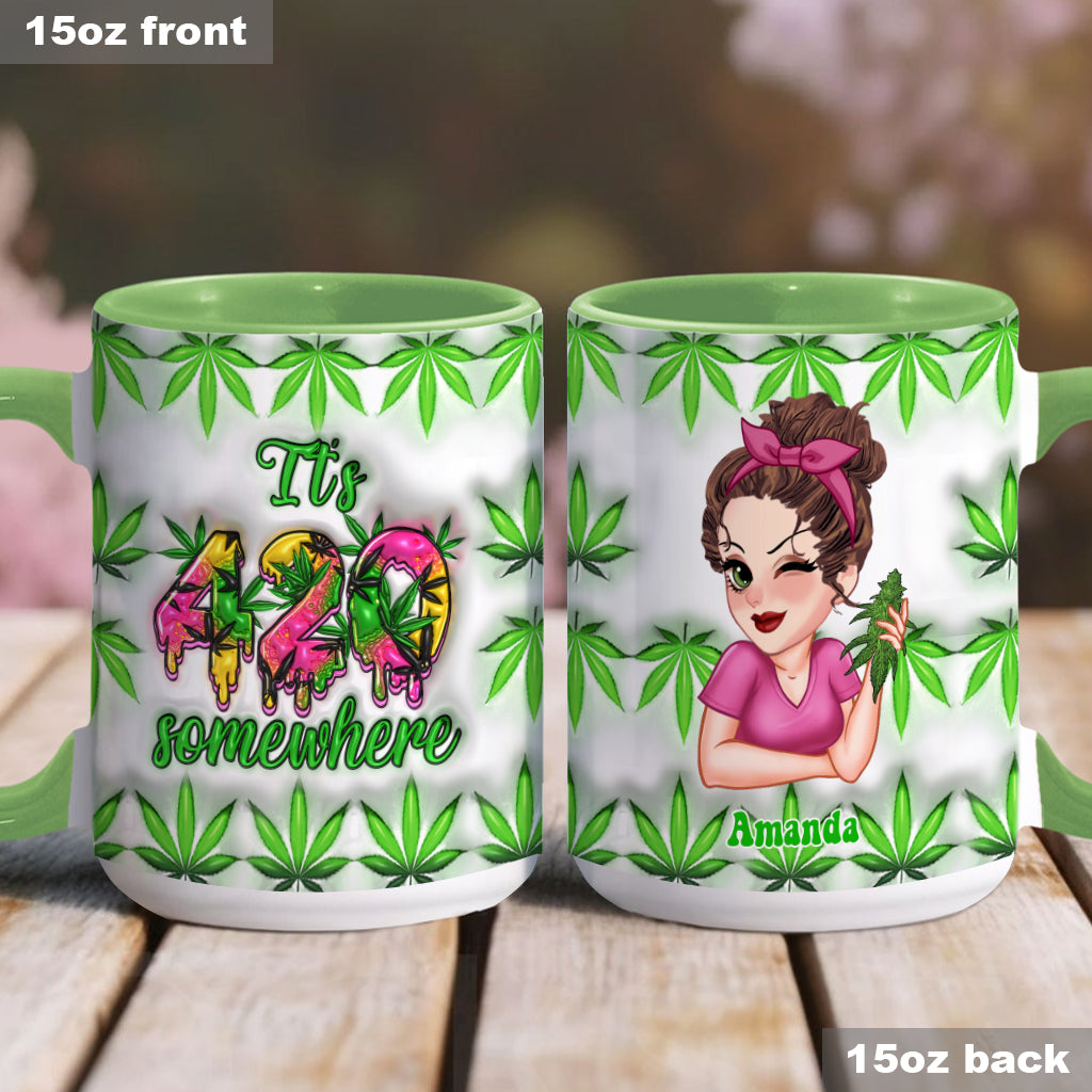 Mug personnalisé « C'est 420 quelque part » avec une touche cannabis