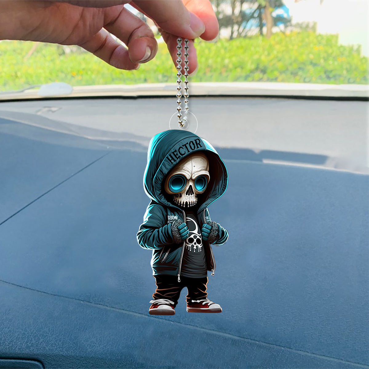 Stylish Skeleton - Personalized Skull Custom Shaped Car Ornament