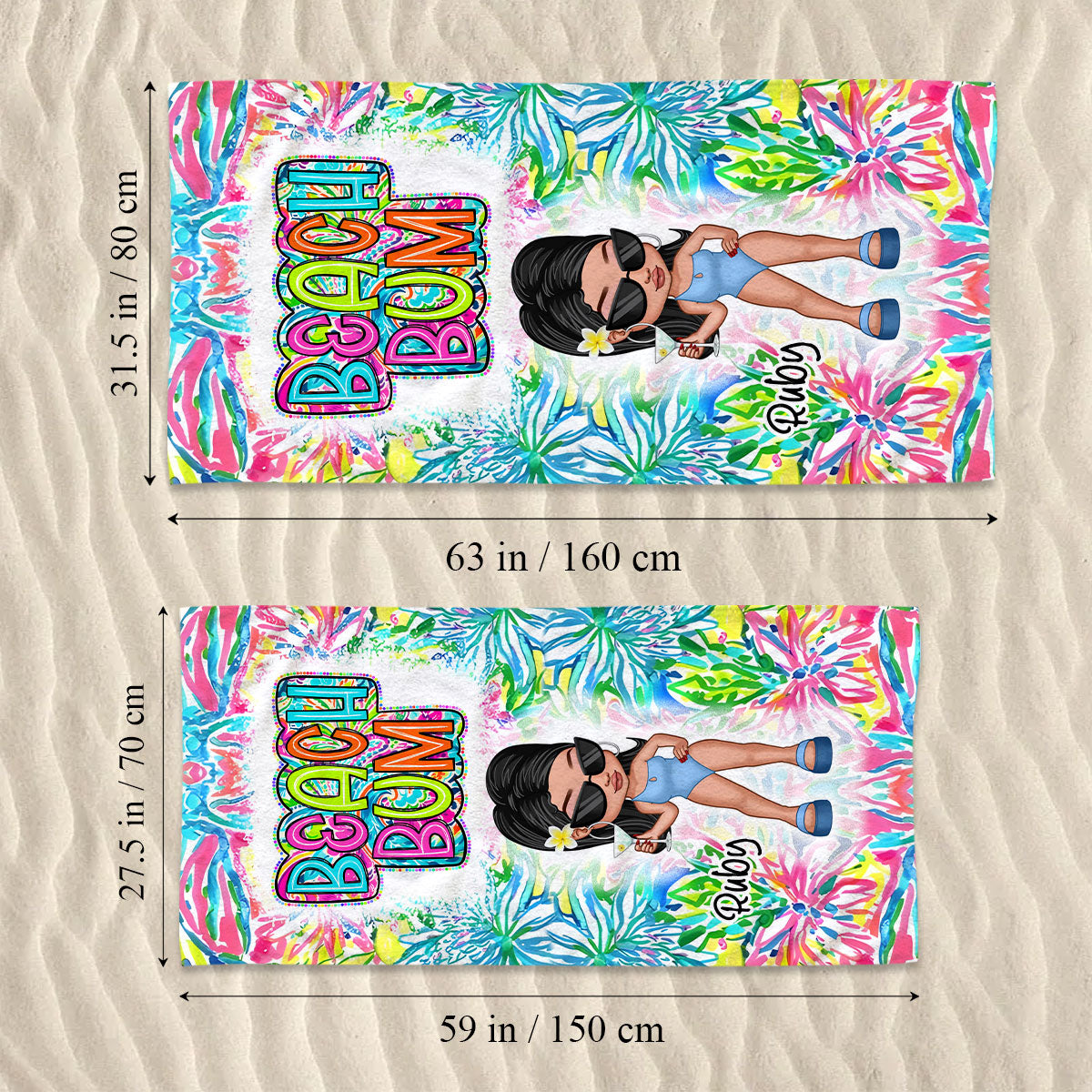 Serviette de plage personnalisée « Amoureux de la mer » - Beach Bum