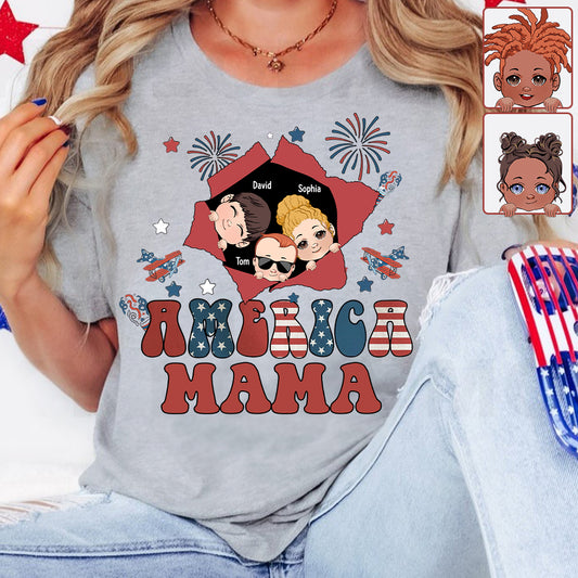 T-shirt et sweat à capuche personnalisés « American Mama Any Title Vintage Retro Style » pour maman