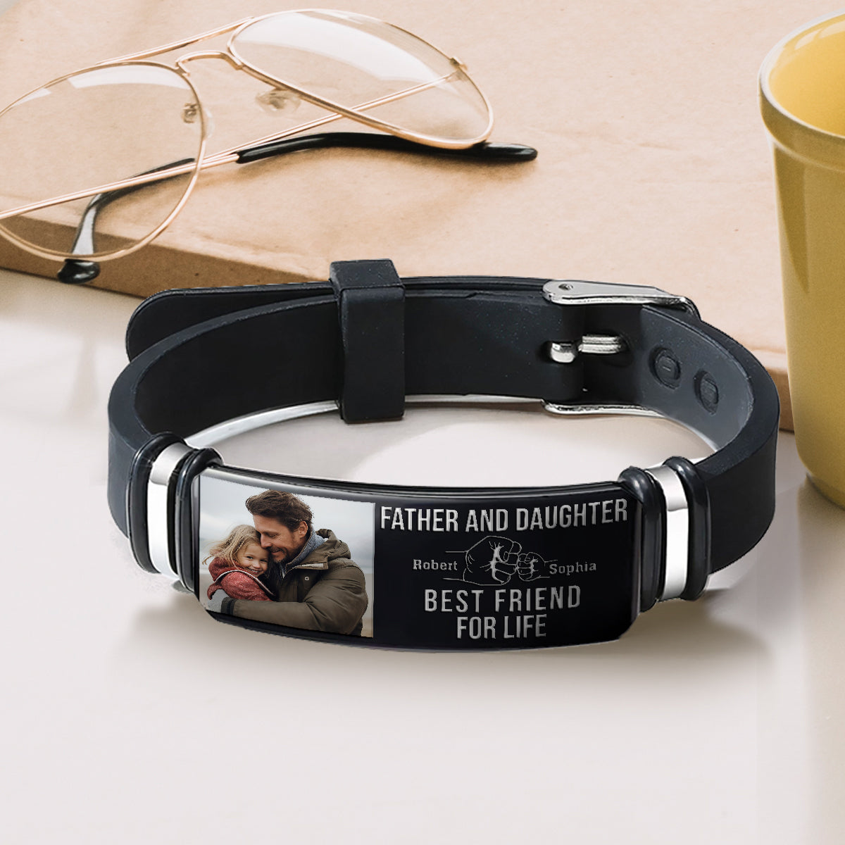 Bracelet personnalisé gravé pour le père, la fille et le fils, meilleurs amis pour la vie
