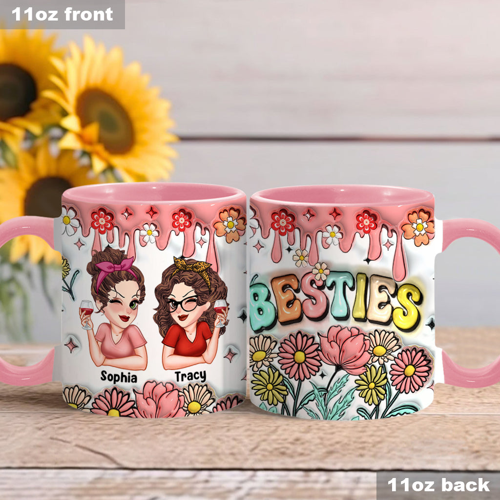 Meilleures amies pour toujours - Mug personnalisé Bestie Forever Floral