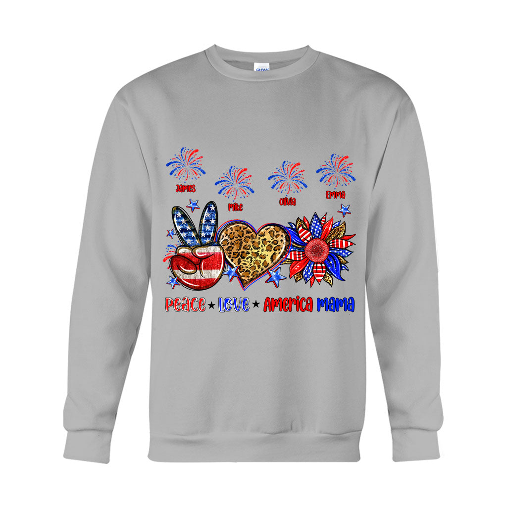 T-shirt et sweat à capuche personnalisés « Paix, Amour, Mamie Américaine, Maman » (tous titres) - Maman