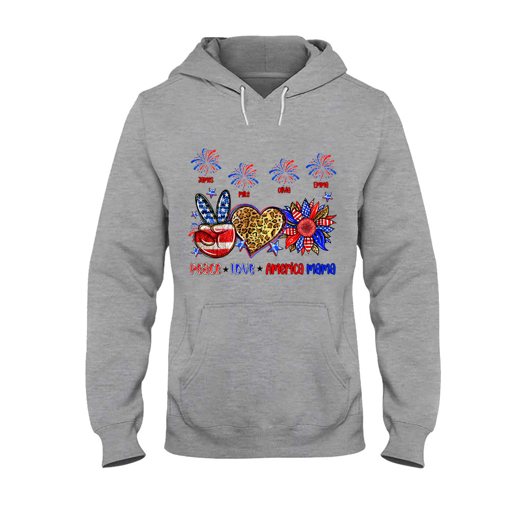 T-shirt et sweat à capuche personnalisés « Paix, Amour, Mamie Américaine, Maman » (tous titres) - Maman