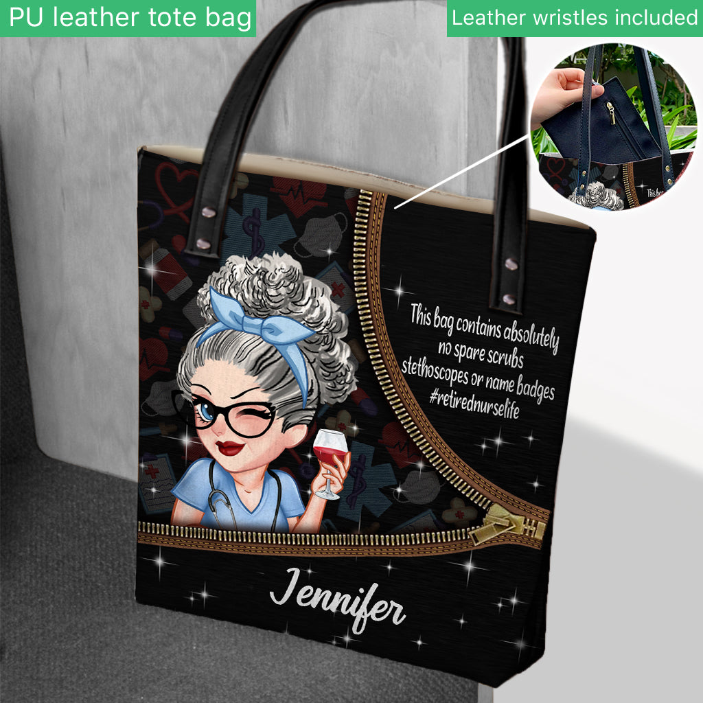 Vie d'infirmière retraitée : ce sac contient un sac fourre-tout personnalisé pour infirmière.