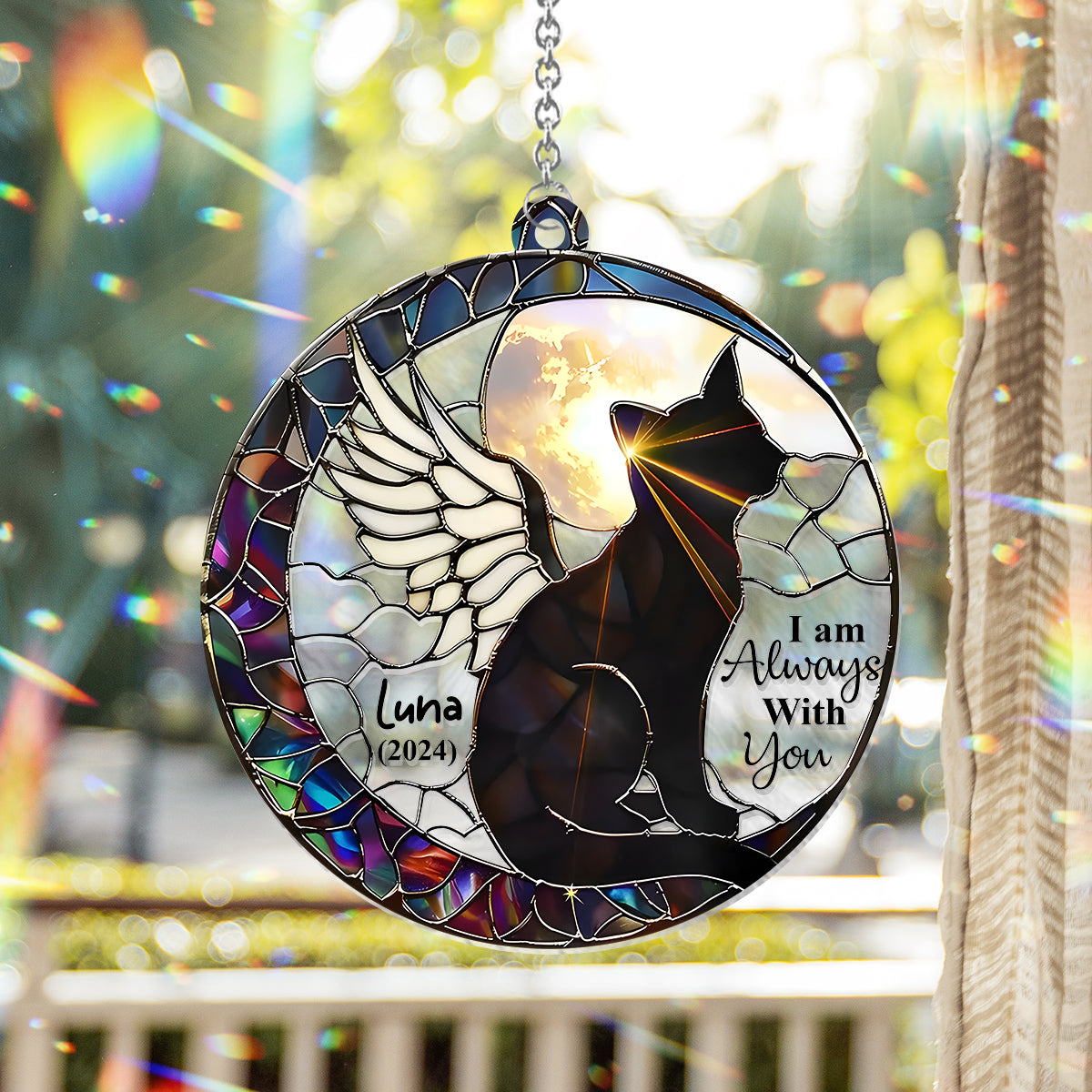 I Am Always With You - Personalized Cat Window Hanging Suncatcher Ornament