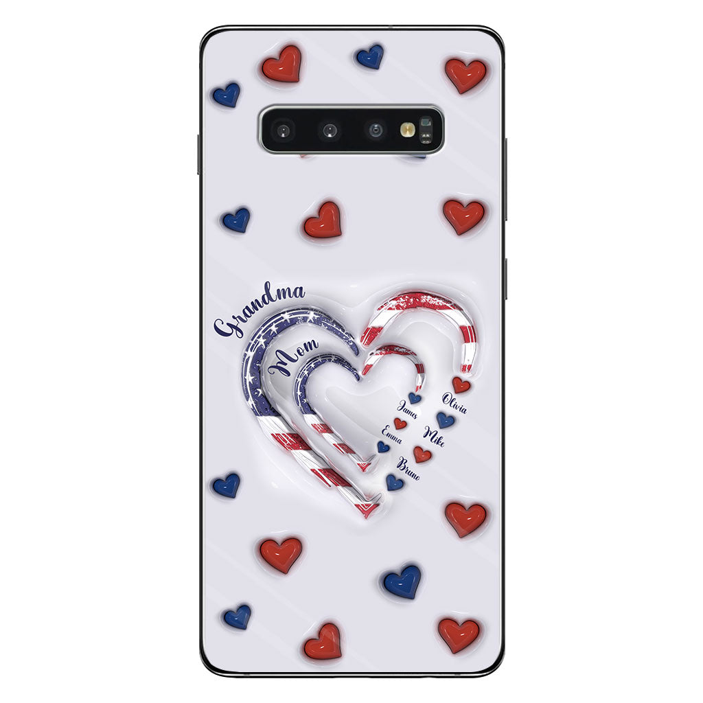 Coque de téléphone personnalisée « Cœurs de grand-mère » pour le 4 juillet