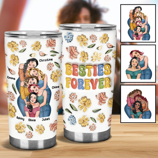 Gobelet personnalisé « Meilleures amies pour toujours » style floral - Gobelet pour meilleures amies