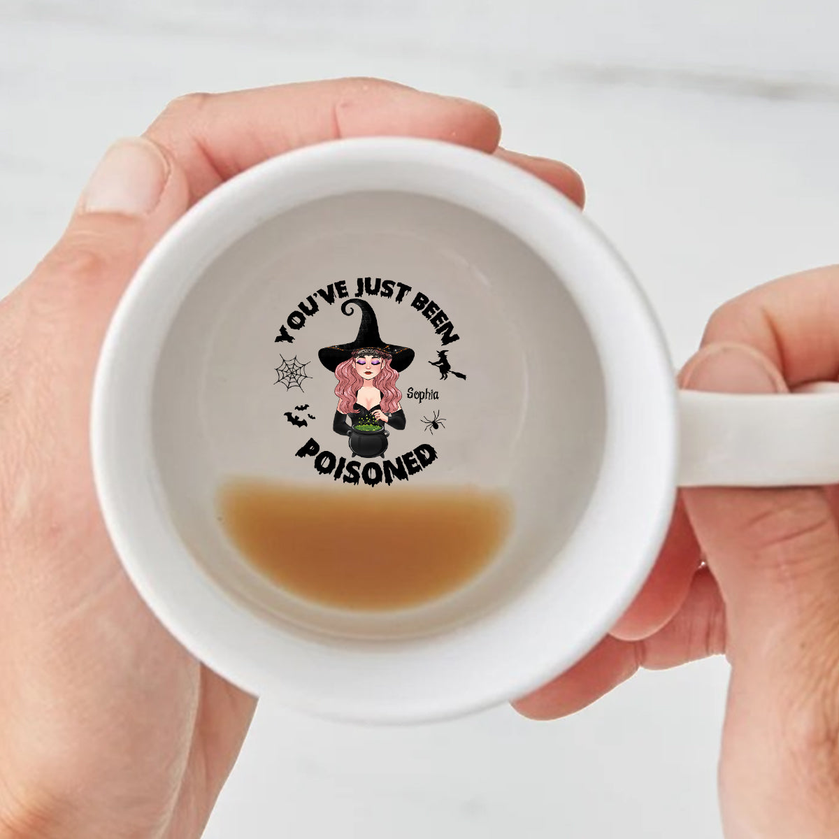 Tu viens d'être empoisonné(e) - Mug personnalisé avec message caché de sorcière