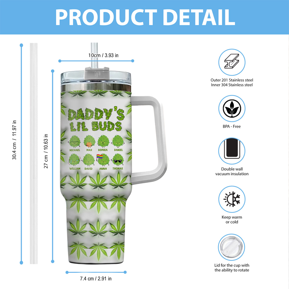 Le papa le plus cool du monde - Gobelet isotherme personnalisé avec anse