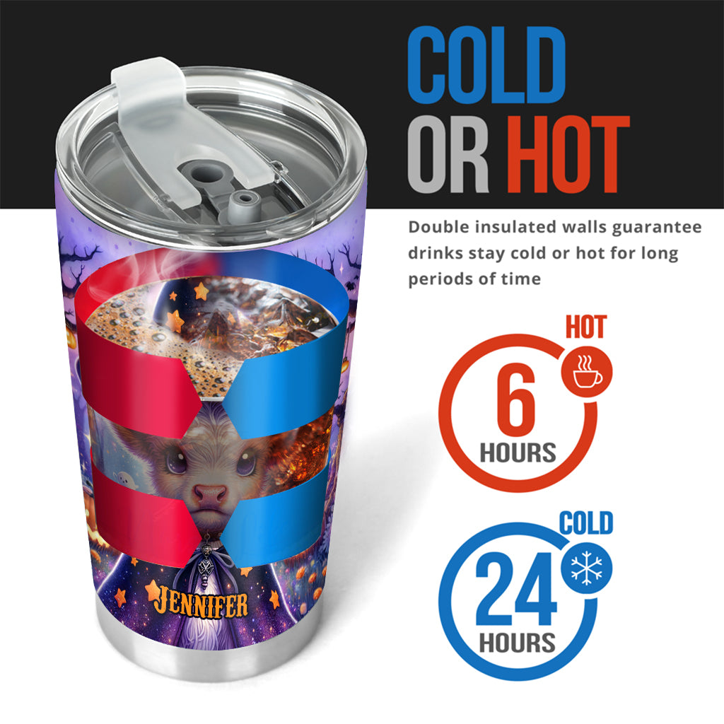 Baby Highland Cow Witch Halloween - Personalized Tumbler