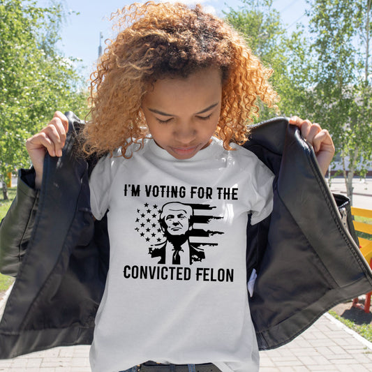 T-shirt Trump 2024, T-shirt « Condamné », T-shirt « Je vote pour un condamné », T-shirt Trump drapeau américain rétro