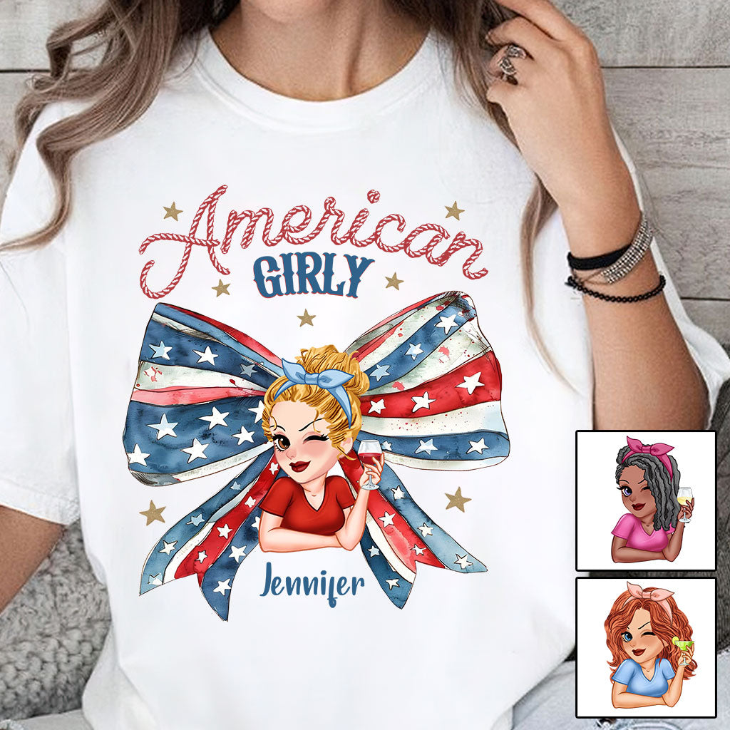 Coquette American Girl - T-shirt et sweat à capuche personnalisés pour la fête nationale américaine (4 juillet).