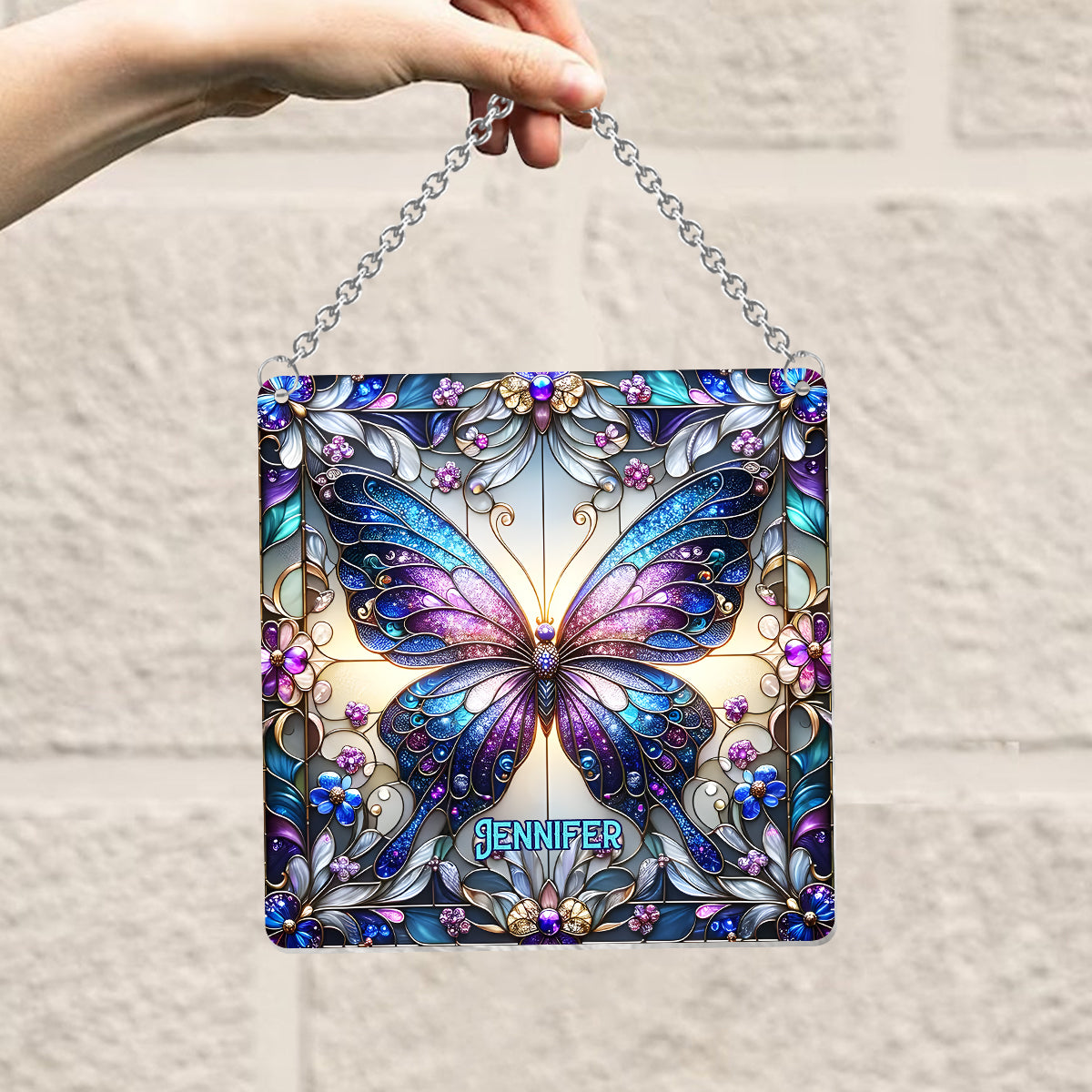 Papillons d'amour - Attrape-soleil papillon personnalisé à suspendre à la fenêtre 