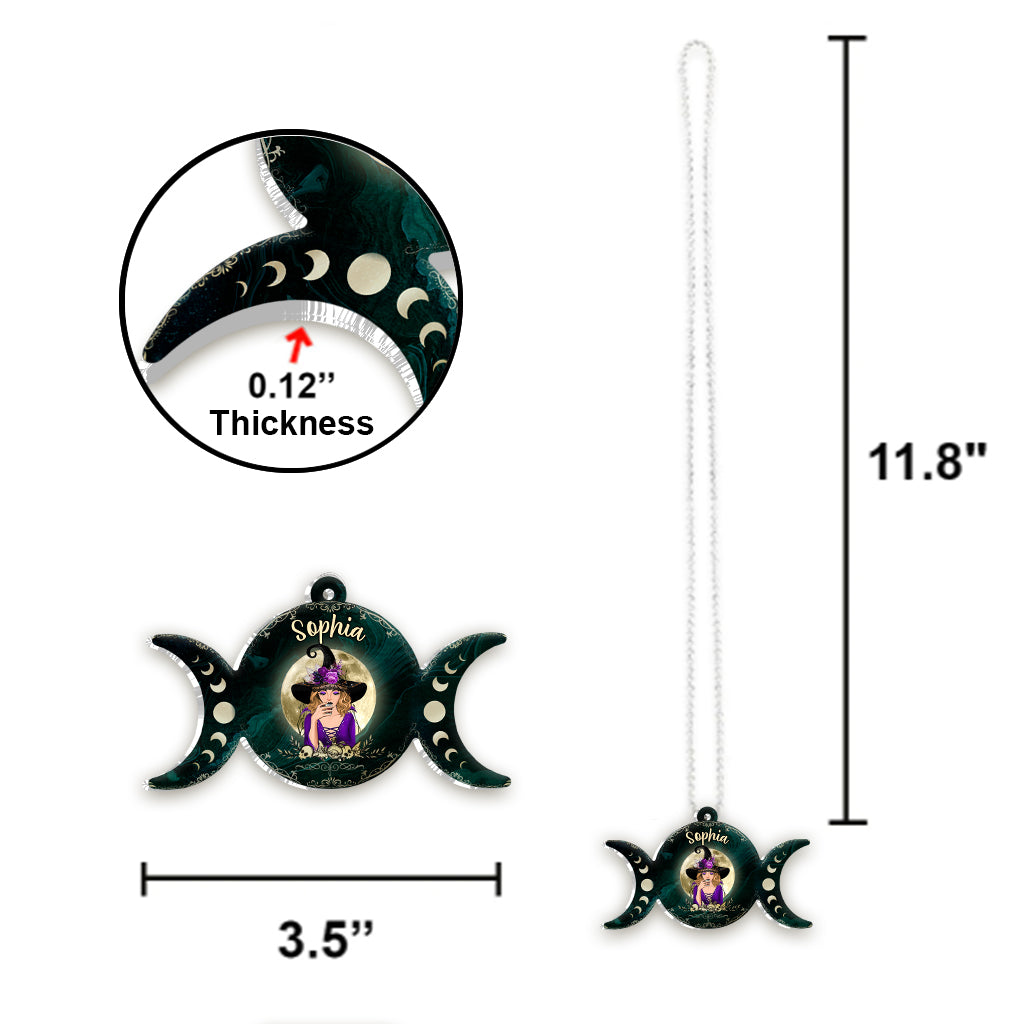 Triple Moon - Personalized Witch Car Ornament